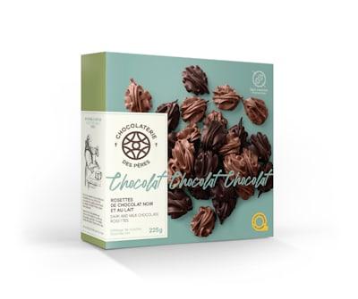 Rosettes de chocolat noir et de chocolat au lait